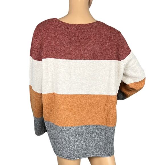 Pinque Design Studios Rust Stone Color-block Sweater Rolled Hem Size XXL NWT - Picture 3 of 9